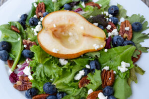 Baked Pear, Blueberry, and Pecan Salad | www.freshapron.com