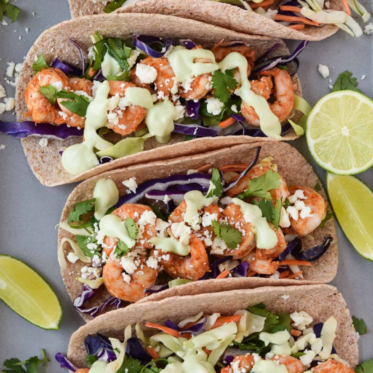 Shrimp Tacos with Avocado Crema